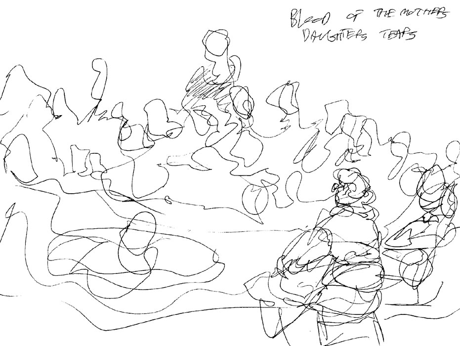 drawing of singing circle, blood of the mothers, daughters' tears