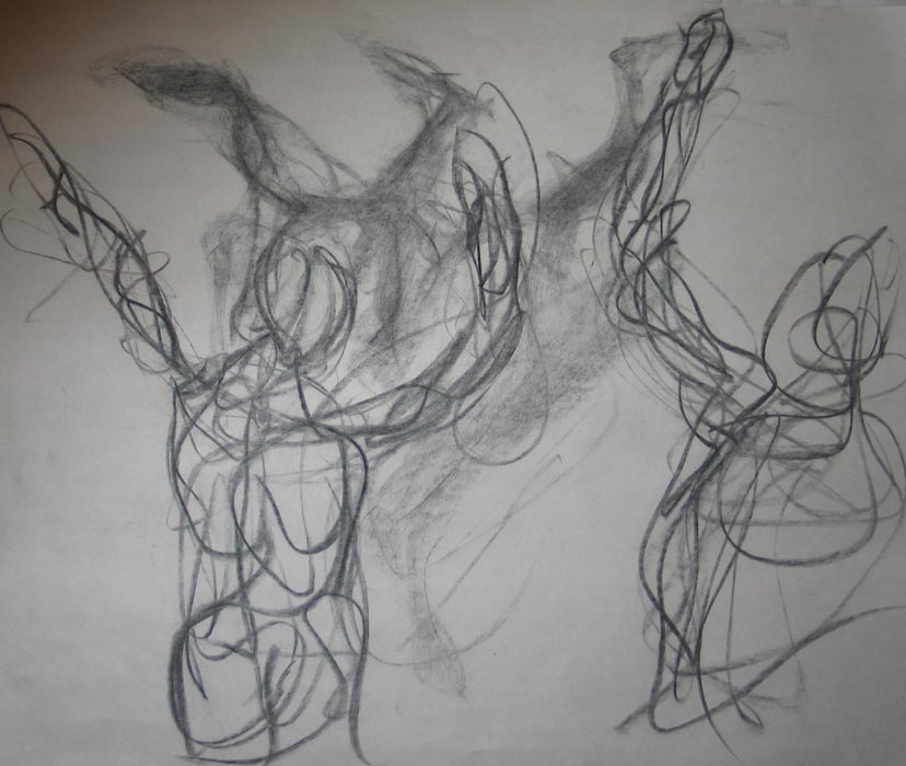 charcoal drawing of workshop energy